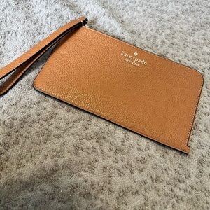 Kate Spade Tan Brown Zip Pouch
